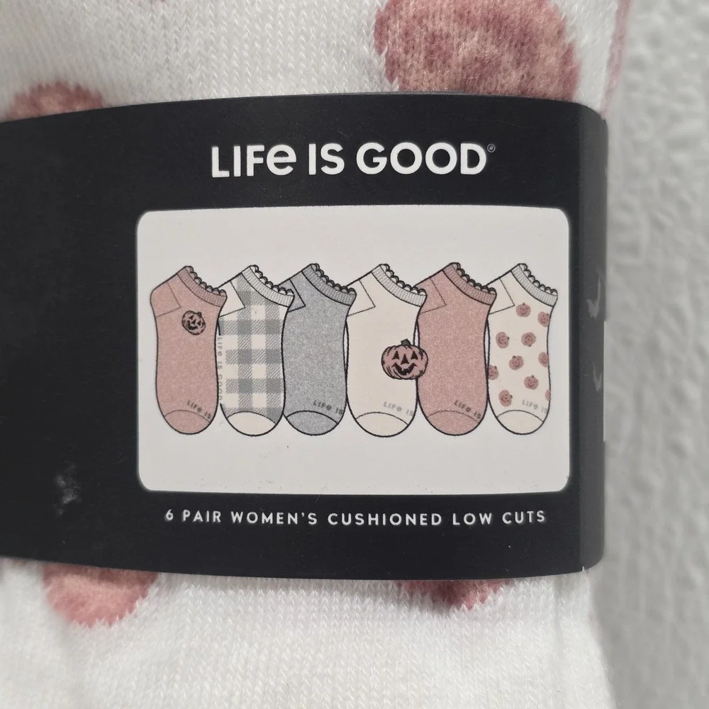 Life is Good Women's Cushioned Low Cut Socks 5 Pairs Size 5-10 Pink Halloween